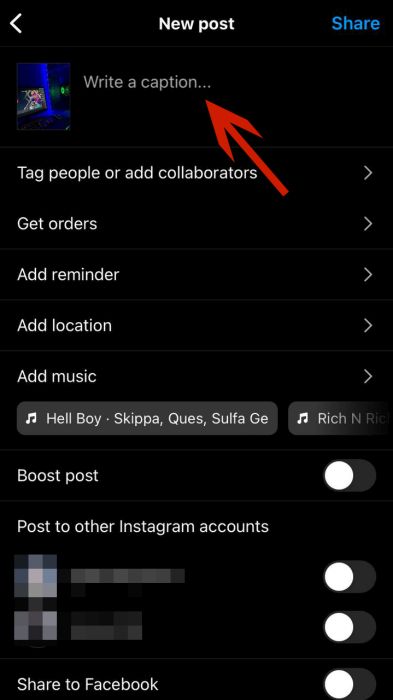 Write capture option for the new post